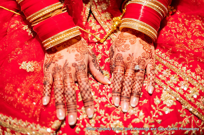 Indian bride showing wedding diamond ring