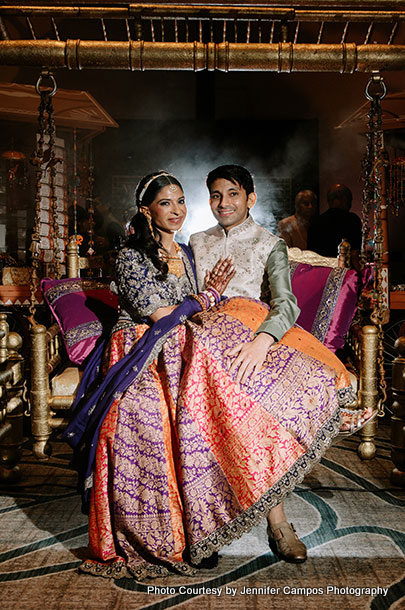 Indian wedding couple ready for their garba night 