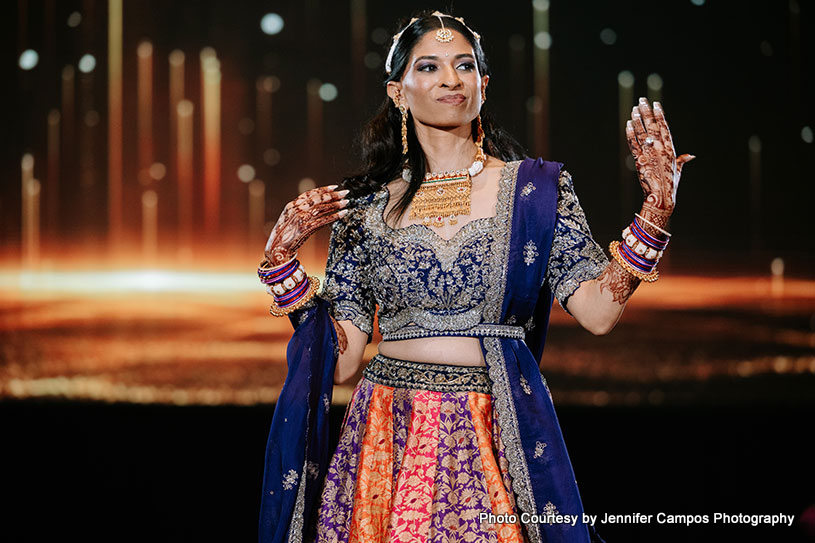 Multicolored lehenga making bride stunning