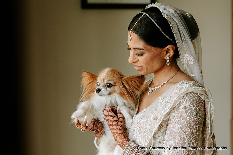 Bride getting her time for her pet