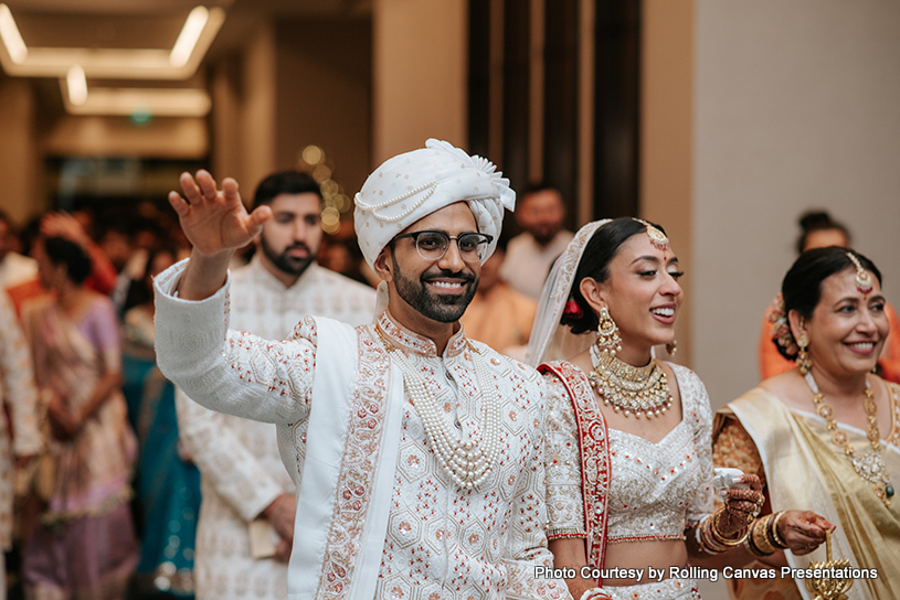 Indian groom happy with his would be wife