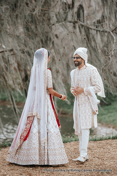 Groom becoming surprise after getting look his love in wedding dress