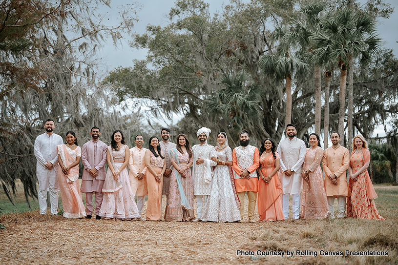Indian Bride and Groom with their friends capture