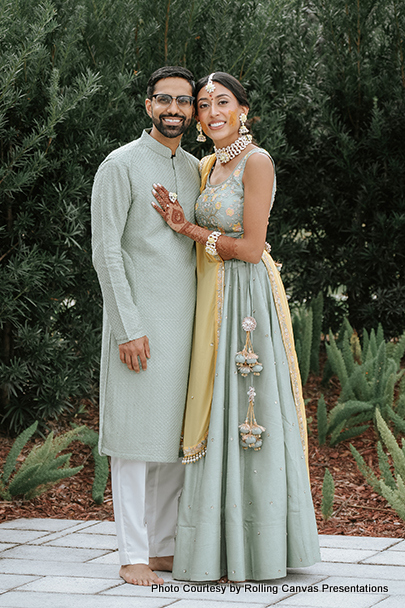 Indian bride and Groom ready for Haldi Ceremony
