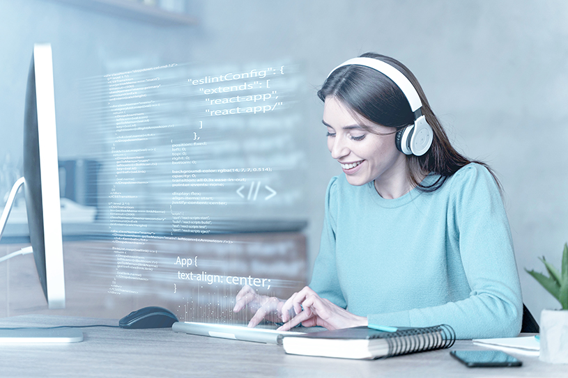 women working on computer