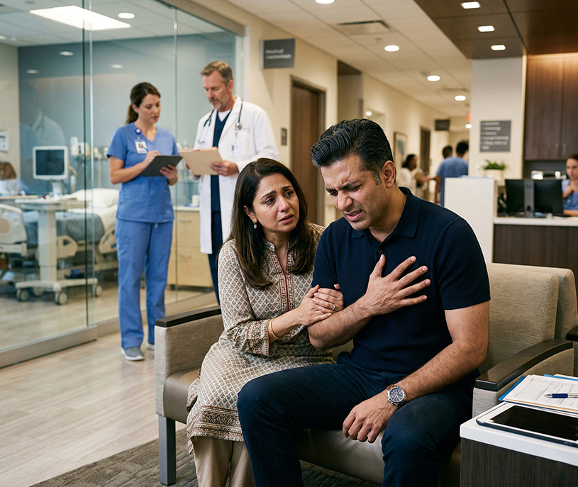 Successful South Asian professional experiencing stress and hidden health risks