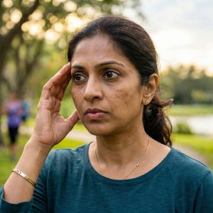 Women holding head in stress representing mental health struggles and burnout