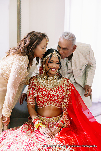 Indian Bride with her parents