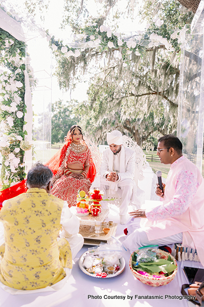Couples Participating in Hindu Wedding Rituals