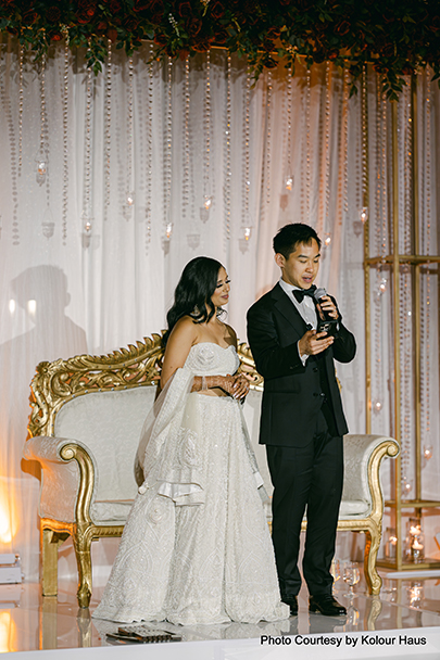 Indian wedding couple at Reception