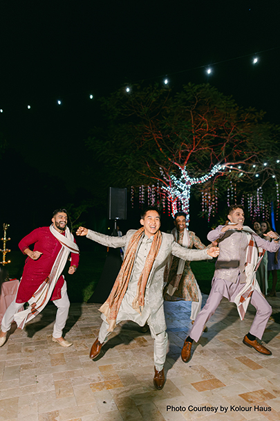 Indian groom dance with his friends