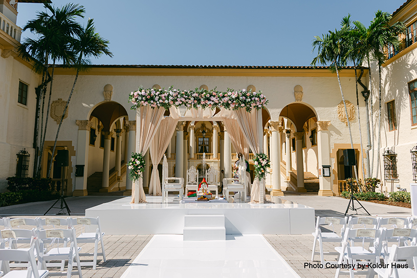 Beautifully decorated Indian wedding hall