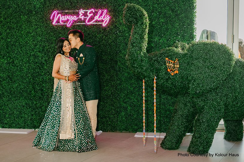 Romantic indian wedding couple