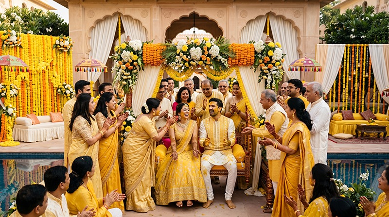 Family-centered Haldi / Pithi celebration
