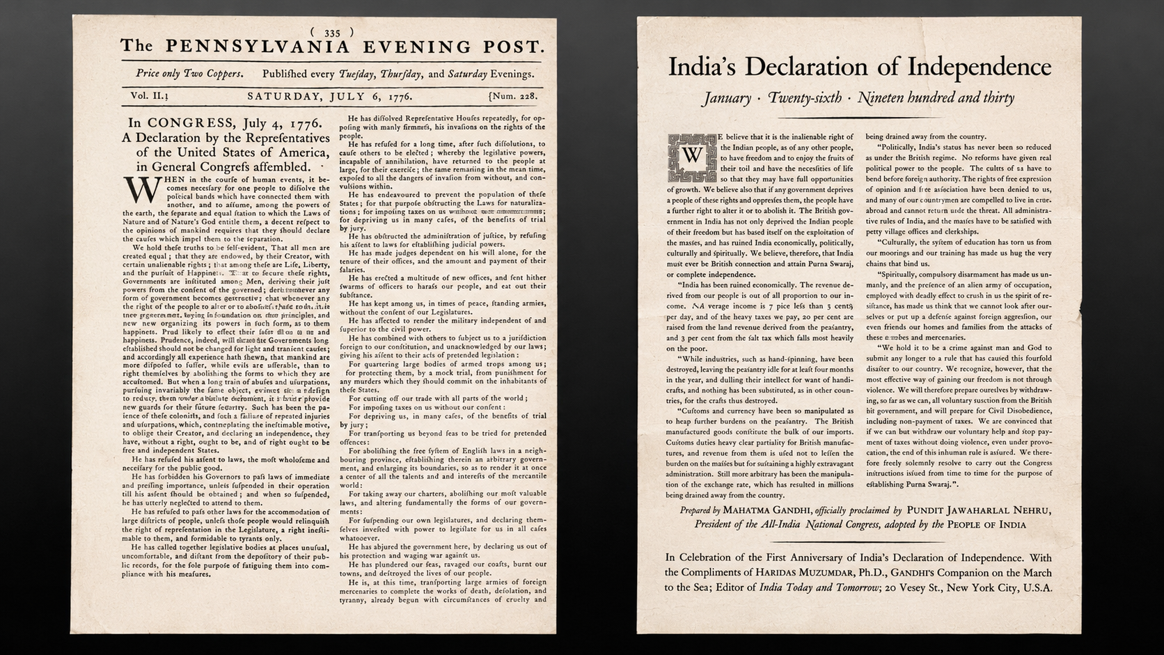 Two historical documents side-by-side