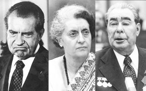 President Nixon, Prime Minister Gandhi and Soviet Premier Leonid Brezhnev