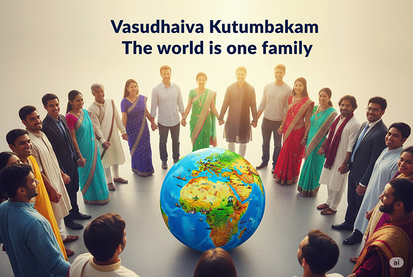 Image represents that the world is one family