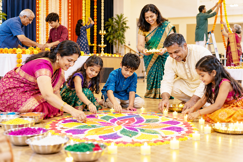 Diwali celebrations highlighting Indian and Indian American cultural traditions