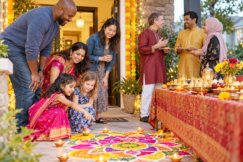 Indian American parents and community leaders supporting Diwali cultural activities
