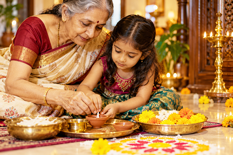Indian American families preserving Hindu traditions through festivals and community celebrations