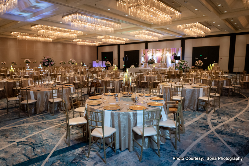 Decorated indian wedding dinning hall