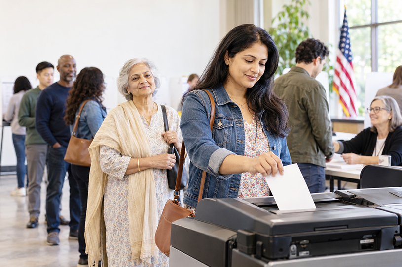 Indian American voters participating together in the U.S. election process