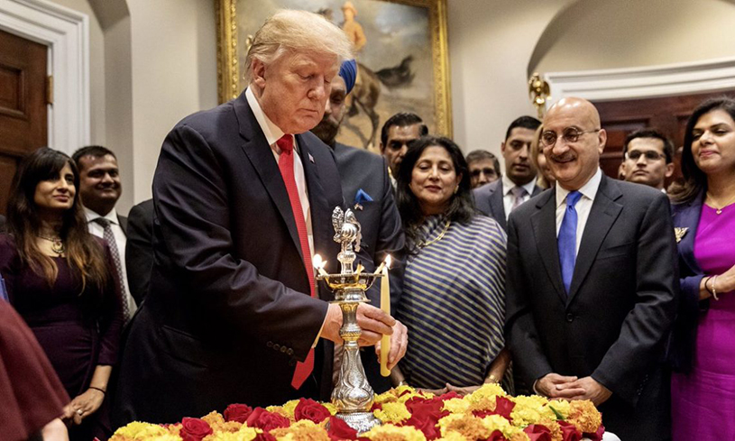 Trump lights Diya 