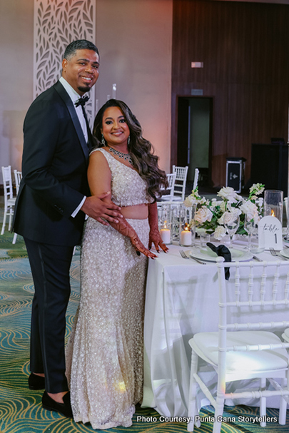 Indian bride and groom ready for reception ceremony