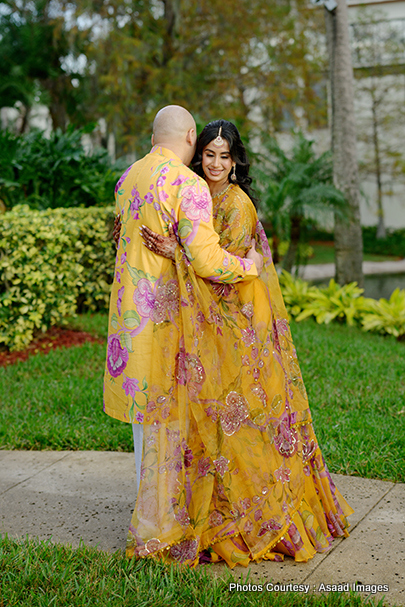 Indian couple possing for outdoor photoshoot 
