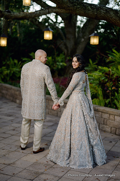 Indian bride and groom exited to start new life