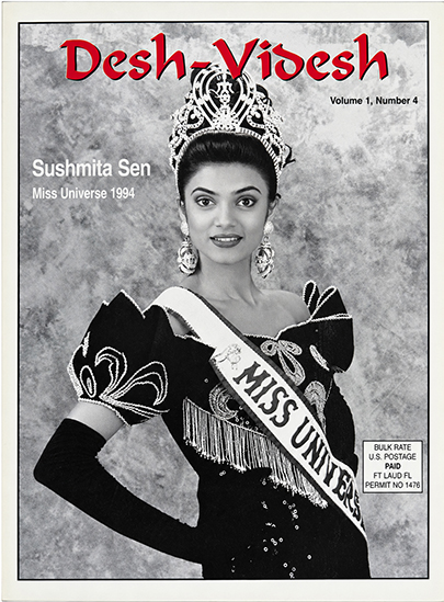 Early Desh-Videsh magazine cover featuring an Indian beauty pageant winner Desh-Videsh Magazine – Early Cover